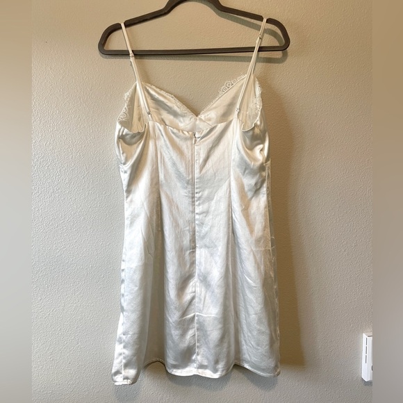 Lioness | Shimmering Satin Mini Slip Dress w/ Lace Trim - Picture 4 of 9